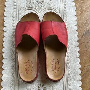 Kork-Ease Red Mules with Crossover Straps